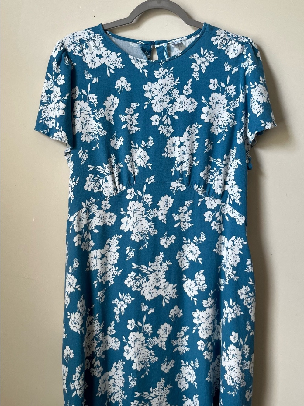 Old Navy Teal & White Floral Short-Sleeve Dress